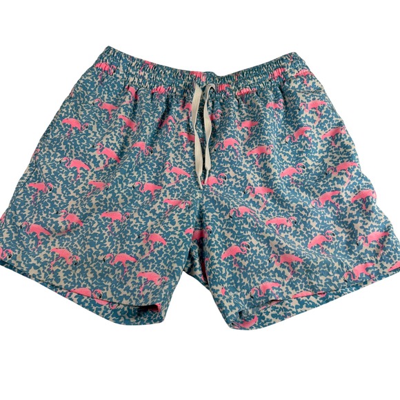 Mens Chubbies Flamingo Print Swim Trunks Shorts Elastic Waist Beach Pool - Picture 1 of 13